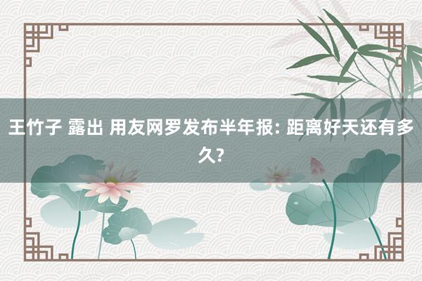 王竹子 露出 用友网罗发布半年报: 距离好天还有多久?