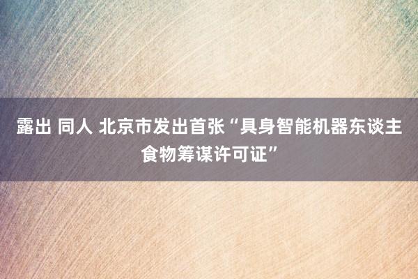 露出 同人 北京市发出首张“具身智能机器东谈主食物筹谋许可证”