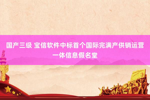 国产三级 宝信软件中标首个国际完满产供销运营一体信息假名堂