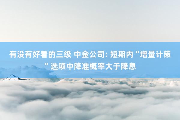 有没有好看的三级 中金公司: 短期内“增量计策”选项中降准概率大于降息