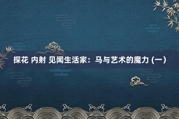 探花 内射 见闻生活家：马与艺术的魔力 (一）