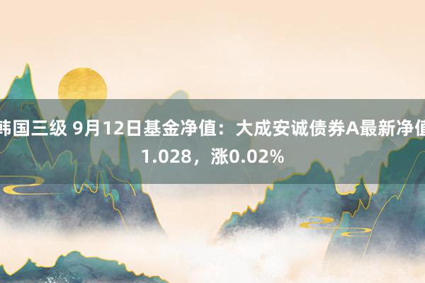 韩国三级 9月12日基金净值：大成安诚债券A最新净值1.028，涨0.02%