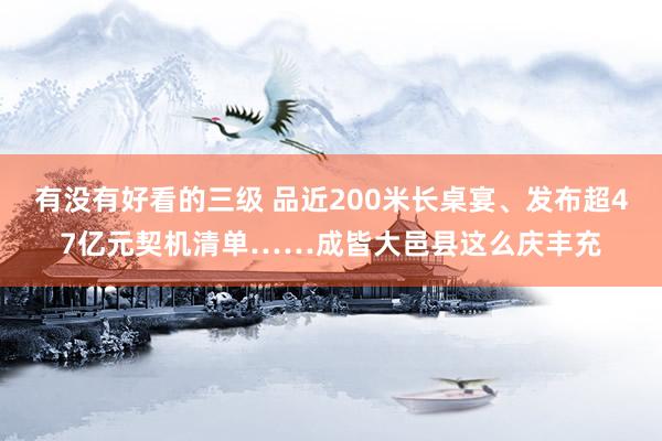 有没有好看的三级 品近200米长桌宴、发布超47亿元契机清单……成皆大邑县这么庆丰充