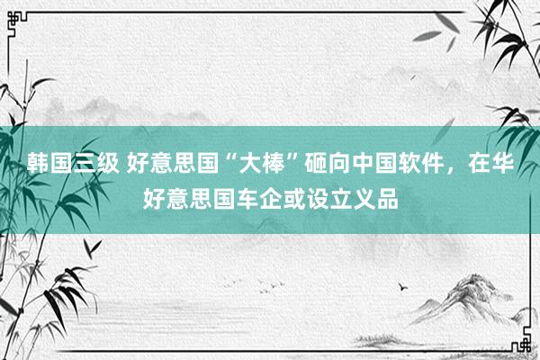 韩国三级 好意思国“大棒”砸向中国软件，在华好意思国车企或设立义品