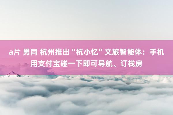 a片 男同 杭州推出“杭小忆”文旅智能体：手机用支付宝碰一下即可导航、订栈房