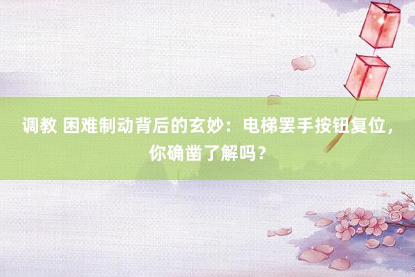 调教 困难制动背后的玄妙：电梯罢手按钮复位，你确凿了解吗？