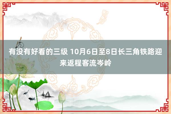 有没有好看的三级 10月6日至8日长三角铁路迎来返程客流岑岭