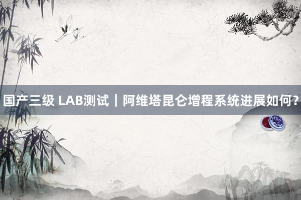 国产三级 LAB测试｜阿维塔昆仑增程系统进展如何？