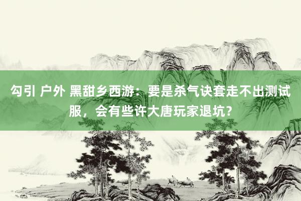 勾引 户外 黑甜乡西游：要是杀气诀套走不出测试服，会有些许大唐玩家退坑？