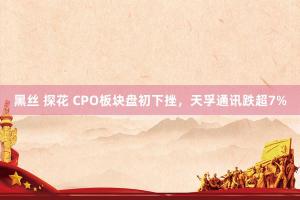 黑丝 探花 CPO板块盘初下挫，天孚通讯跌超7%