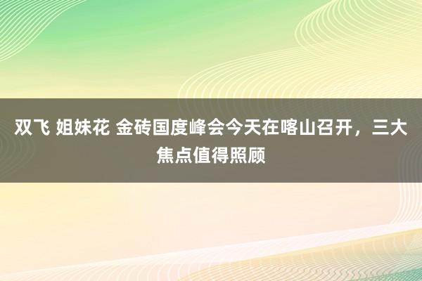 双飞 姐妹花 金砖国度峰会今天在喀山召开，三大焦点值得照顾