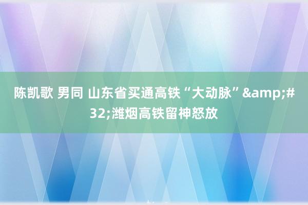 陈凯歌 男同 山东省买通高铁“大动脉”&#32;潍烟高铁留神怒放