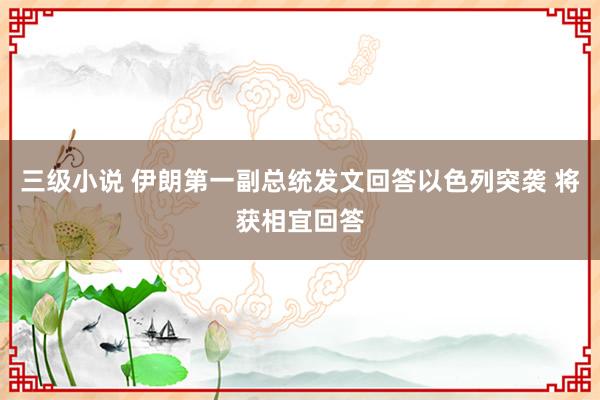 三级小说 伊朗第一副总统发文回答以色列突袭 将获相宜回答