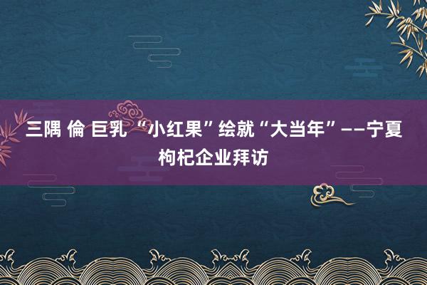 三隅 倫 巨乳 “小红果”绘就“大当年”——宁夏枸杞企业拜访