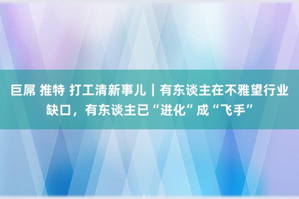 巨屌 推特 打工清新事儿｜有东谈主在不雅望行业缺口，有东谈主已“进化”成“飞手”