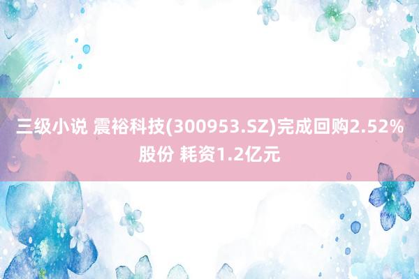 三级小说 震裕科技(300953.SZ)完成回购2.52%股份 耗资1.2亿元