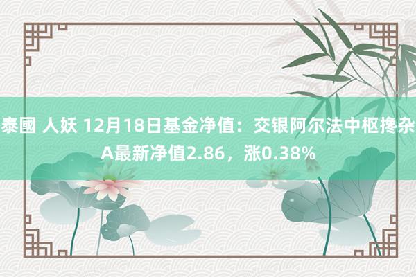 泰國 人妖 12月18日基金净值：交银阿尔法中枢搀杂A最新净值2.86，涨0.38%