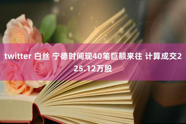 twitter 白丝 宁德时间现40笔巨额来往 计算成交225.12万股