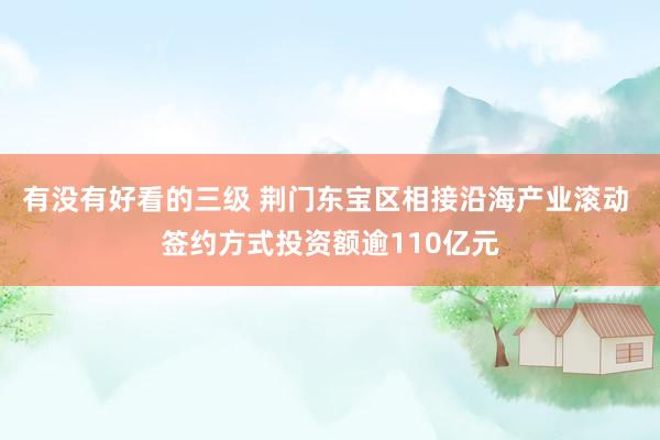 有没有好看的三级 荆门东宝区相接沿海产业滚动 签约方式投资额逾110亿元