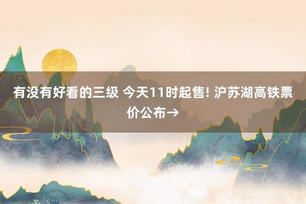 有没有好看的三级 今天11时起售! 沪苏湖高铁票价公布→