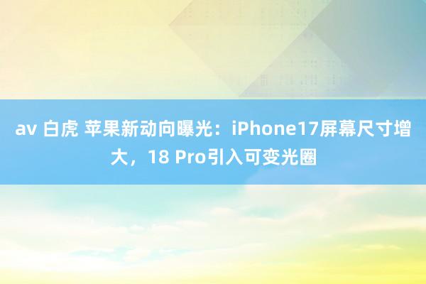 av 白虎 苹果新动向曝光：iPhone17屏幕尺寸增大，18 Pro引入可变光圈