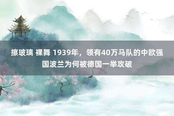 擦玻璃 裸舞 1939年，领有40万马队的中欧强国波兰为何被德国一举攻破