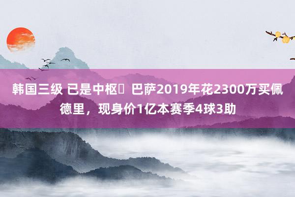 韩国三级 已是中枢❗巴萨2019年花2300万买佩德里，现身价1亿本赛季4球3助