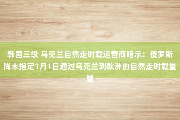 韩国三级 乌克兰自然走时载运营商暗示：俄罗斯尚未指定1月1日通过乌克兰到欧洲的自然走时载量