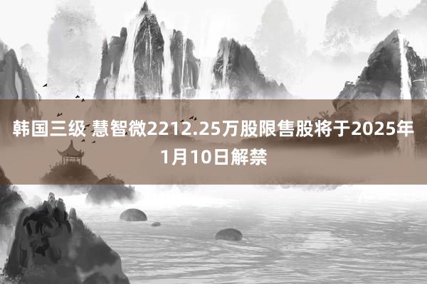 韩国三级 慧智微2212.25万股限售股将于2025年1月10日解禁