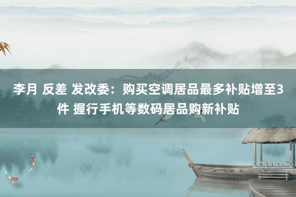 李月 反差 发改委：购买空调居品最多补贴增至3件 握行手机等数码居品购新补贴